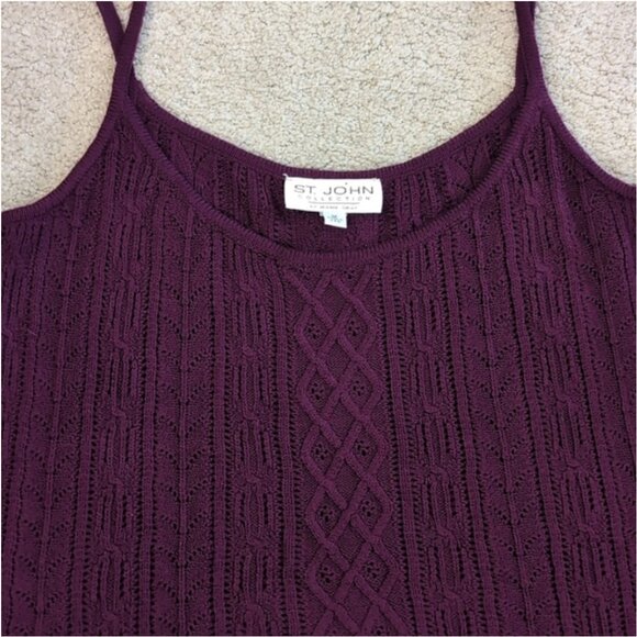St. John Collection Burgundy Knit Tank Top - Picture 1 of 6